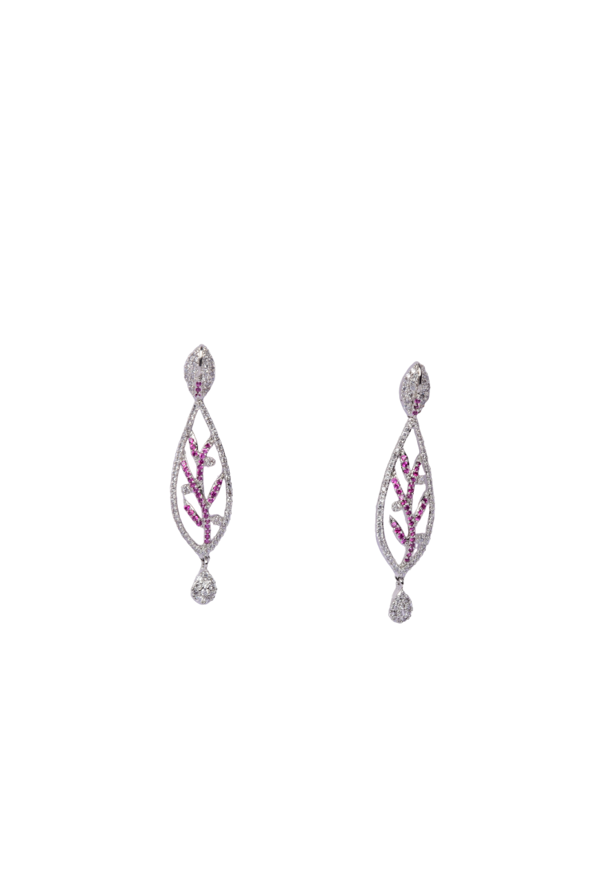 Namokriti Elegant Leaf Motif Drop Earrings – Sparkling CZ